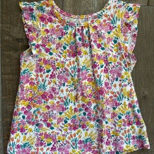 Colorful Floral Kids Flutter Sleeve Tee Sz XS (4/5)